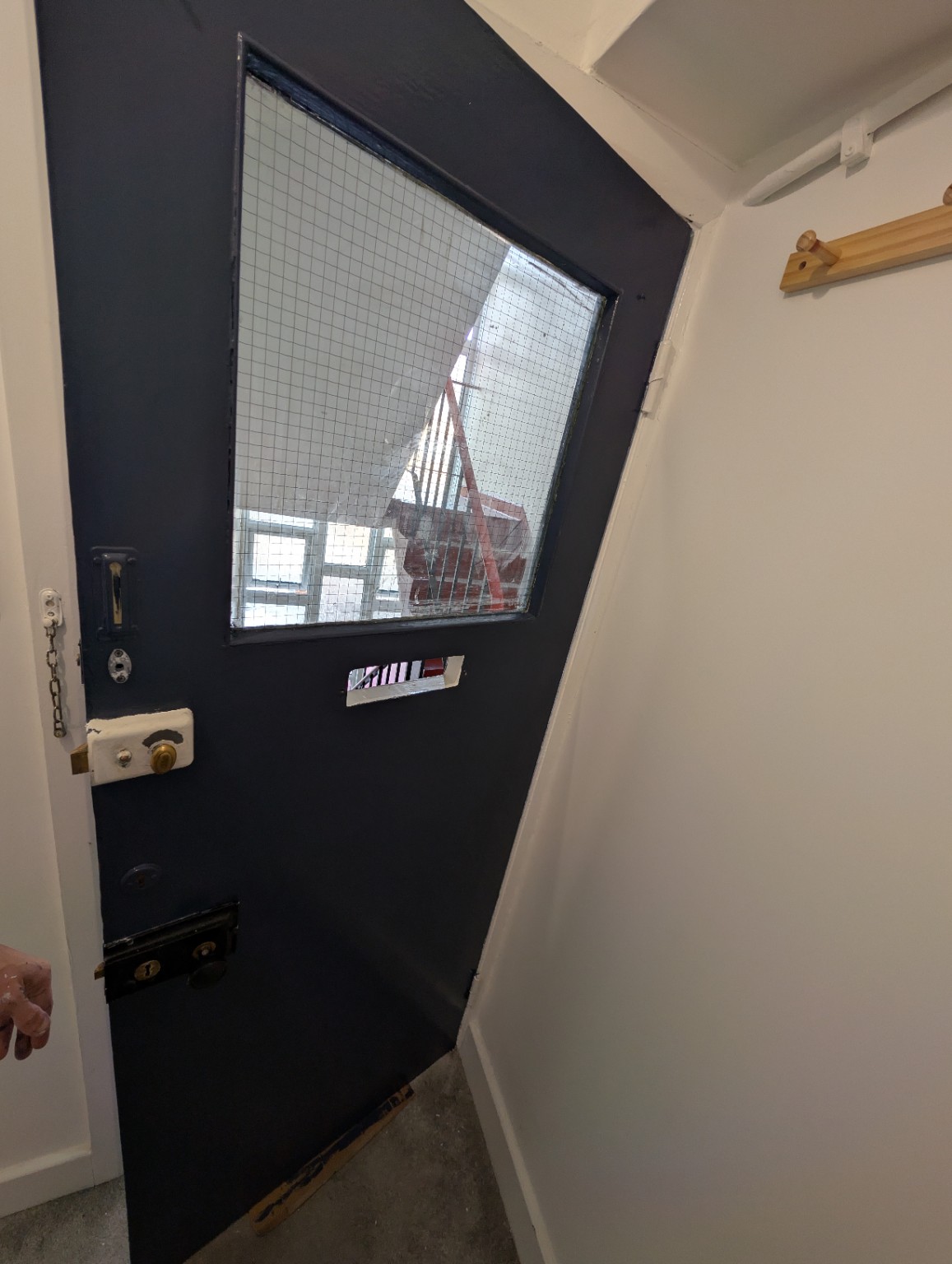 Interior view of the repainted door